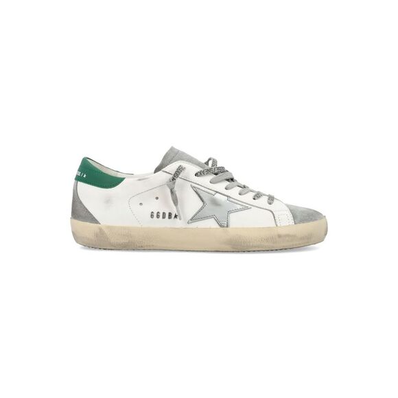Super-Star Classic Men's Sneaker in White, Silver, and Green - Picture 1 of 4